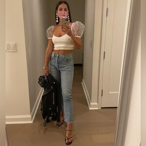 Zara blouse puff sleeve cropped